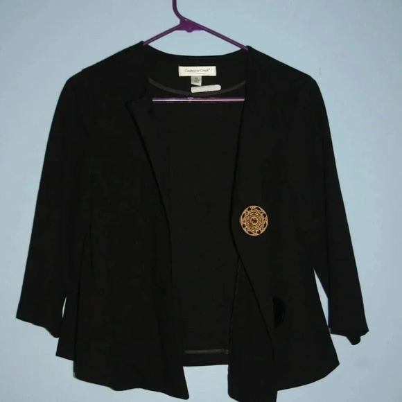 Coldwater Creek Black Blazer with Decorative Wood Buttons Petite Small - Picture 14 of 15